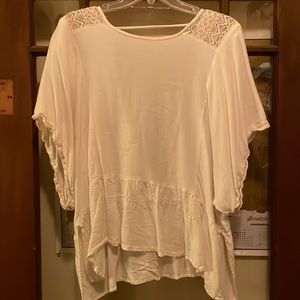 White open back top with lace detail